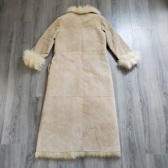 Vintage Penny Lane Coat Women's Large Long Leather Fur Boho Classic 90s Y2K - Picture 2 of 16